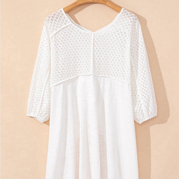 *NEW* White Crochet Sleeve Boho Top | Sizes S, XL - Picture 8 of 9